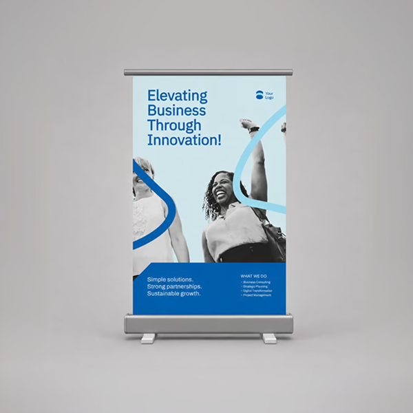 Corporate Blue Business Roll-up Banner Mockup